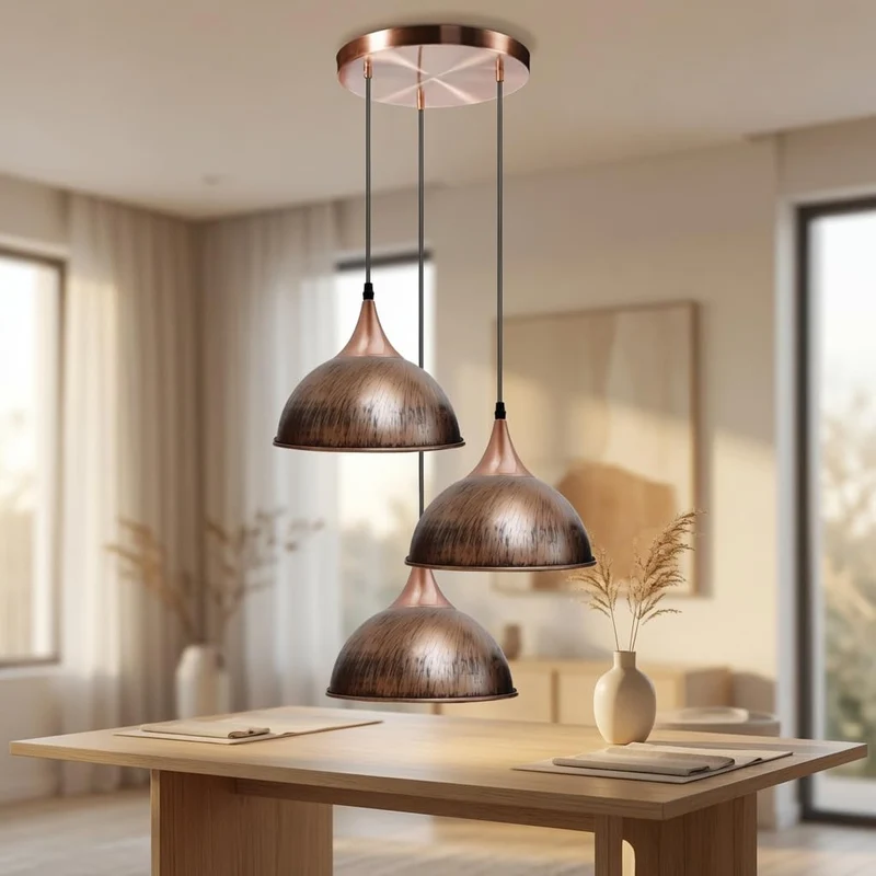 3-flammige Vintage Pendelleuchte im Industrie-Design Höhenverstellbare~4179
