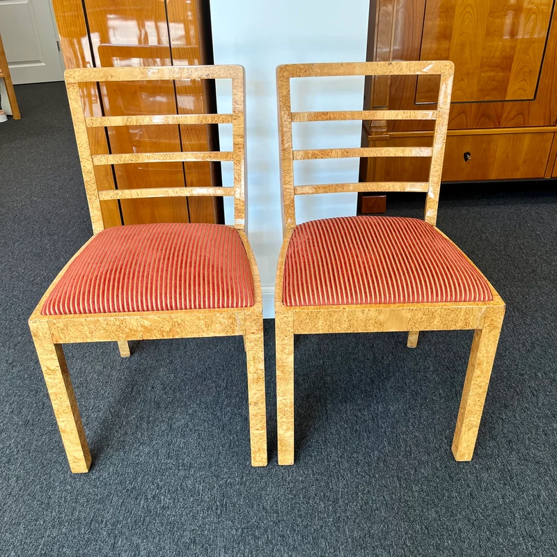Massivholz Art Deco Stuhlset - Ahorn Wurzelholz