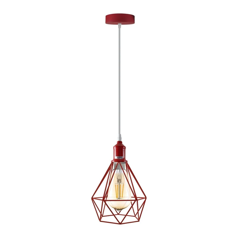 Geometrische Pendelleuchte - Industrial Diamant Drahtkäfig-Hängelampe E27~4107