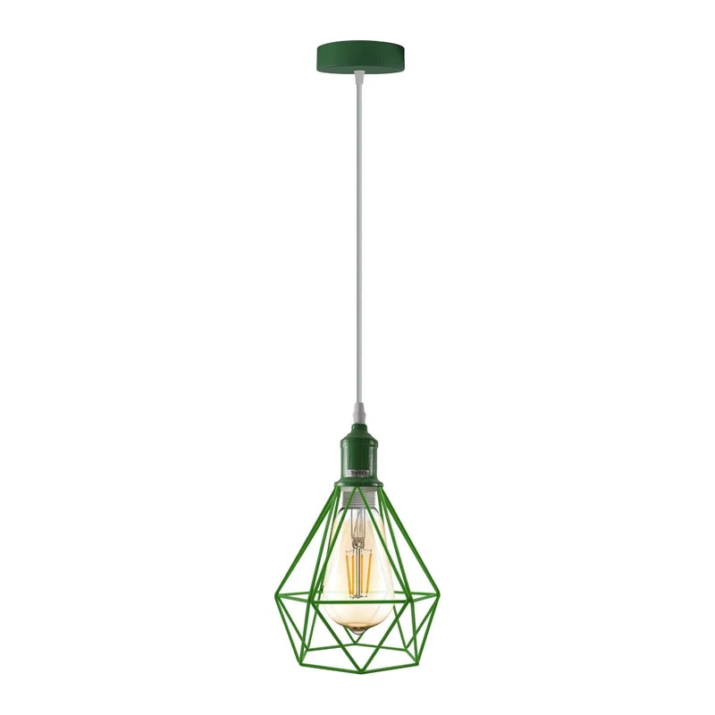 Geometrische Pendelleuchte - Industrial Diamant Drahtkäfig-Hängelampe E27~4107
