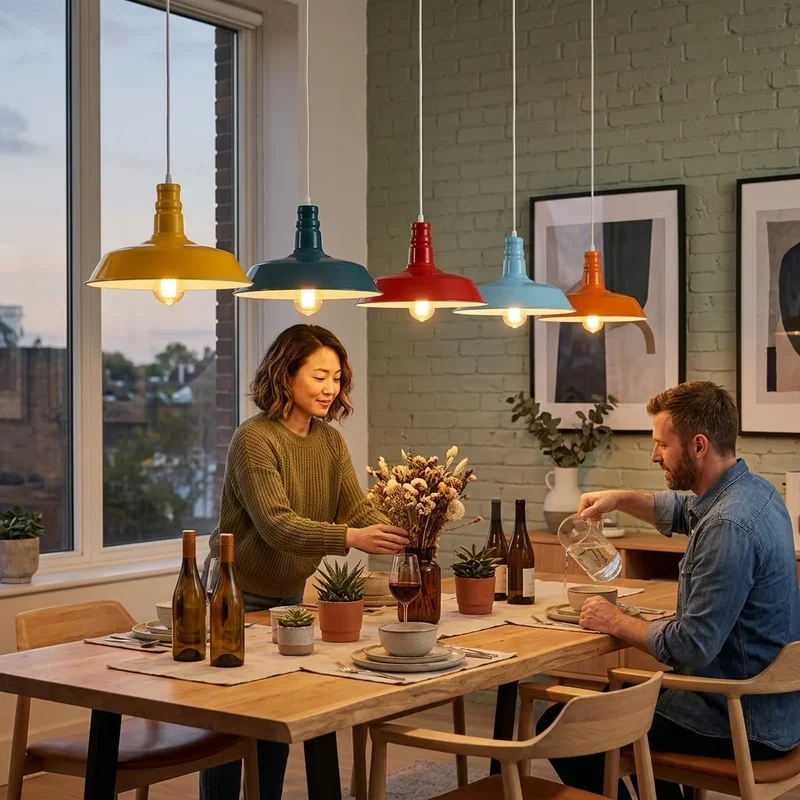 Modern Esstisch Pendelleuchte Groß | E27 Farbige Kücheninsel Lampe~3713