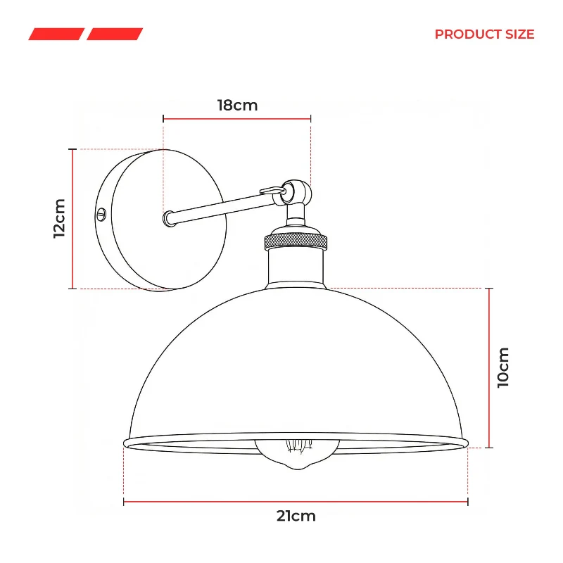 Wandlampe Vintage 180° verstellbar | E27 Wandleuchte ~4020