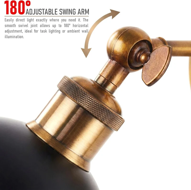 Wandlampe Vintage 180° verstellbar | E27 Wandleuchte ~4020