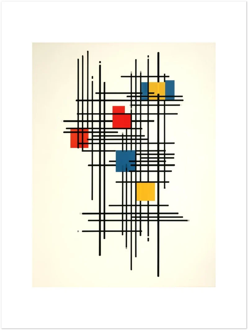 Geometrisches Poster Set – Raster in Primärfarben (3er)