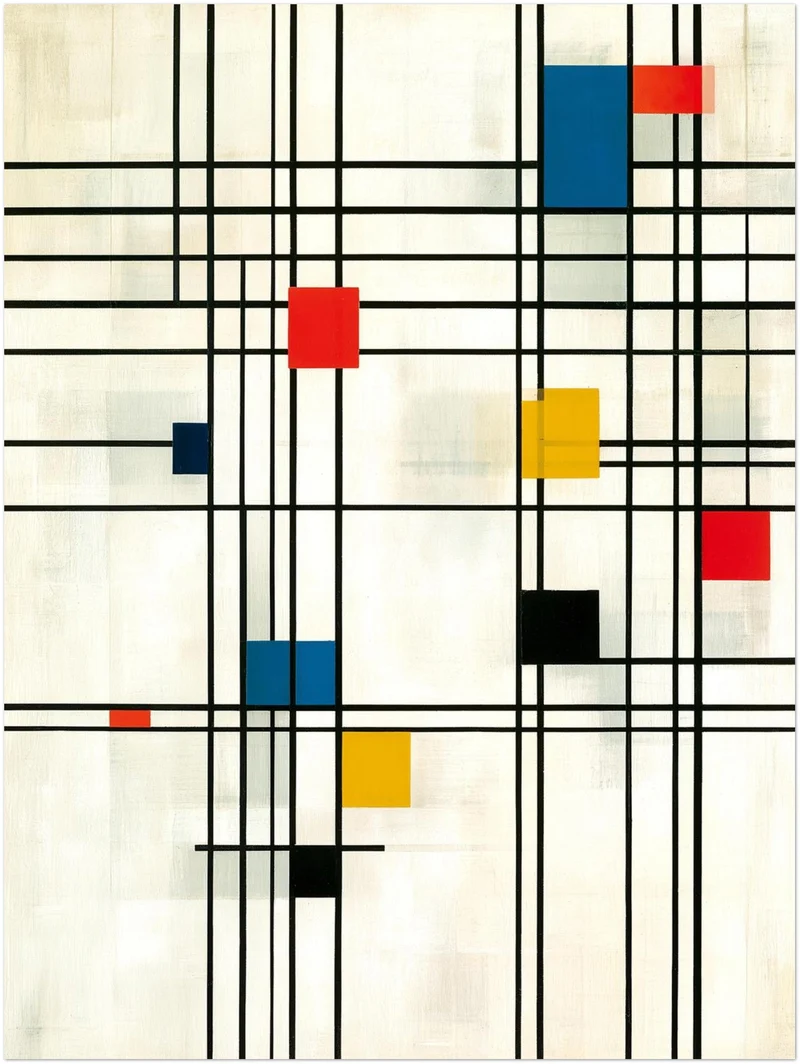 Geometrisches Poster Set – Raster in Primärfarben (3er)