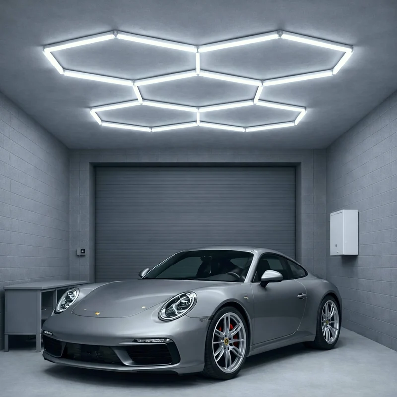 Hexagon LED-Deckenleuchte 5er Set - perfekt für Garage, Werkstatt, Salon