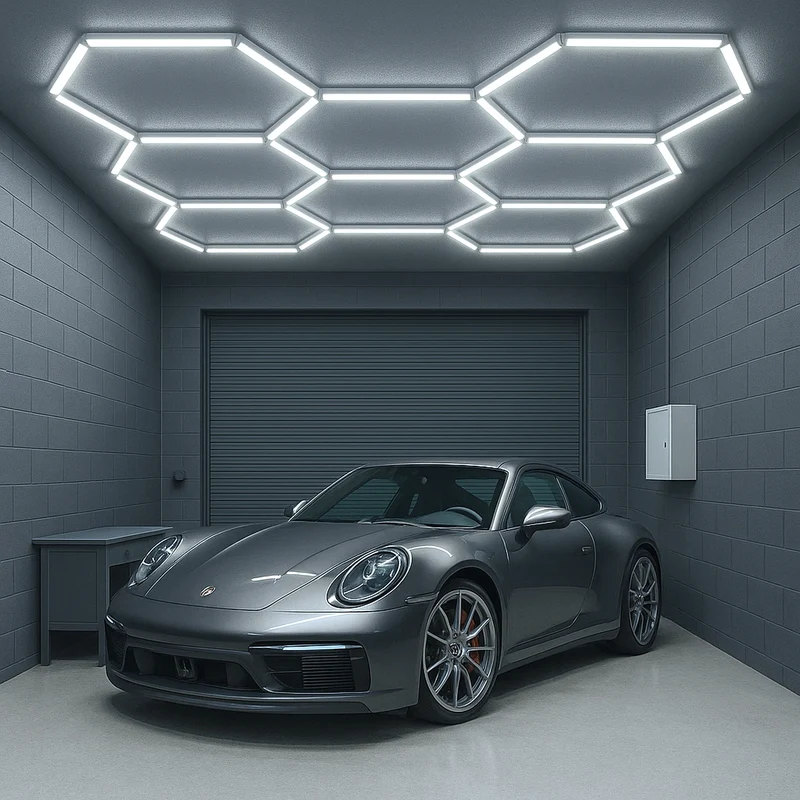 LED Hexagon Deckenleuchte 8-teilig | ideal für Garage, Werkstatt, Friseursalon