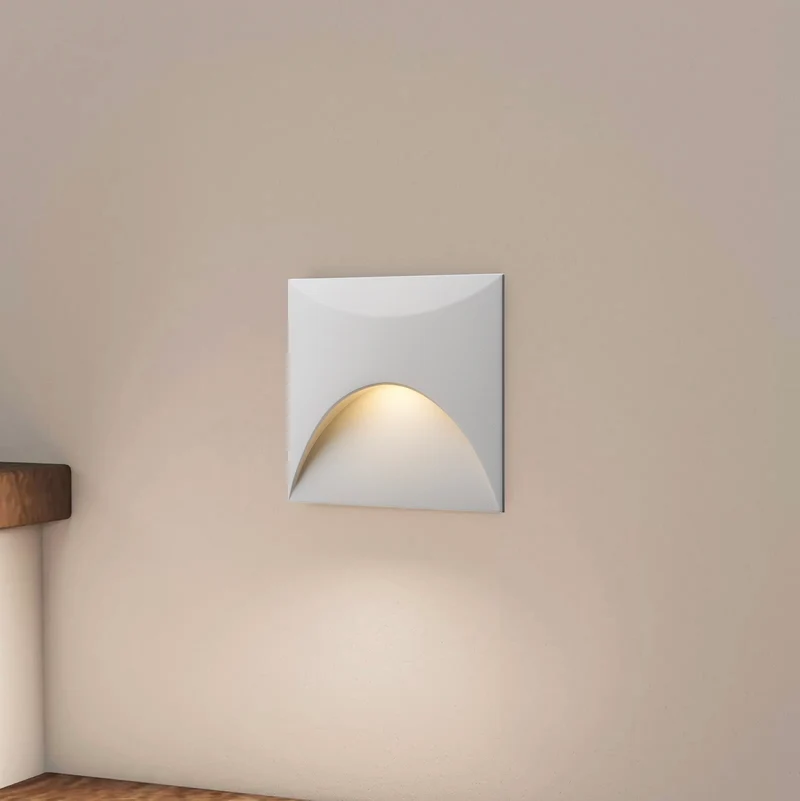 LED-Wandeinbauleuchte Wall für Innen & Außen IP65 - Weiss Eckig