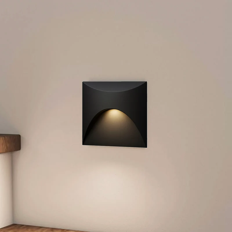 LED-Wandeinbauleuchte Wall für Innen & Außen IP65 - Schwarz Eckig