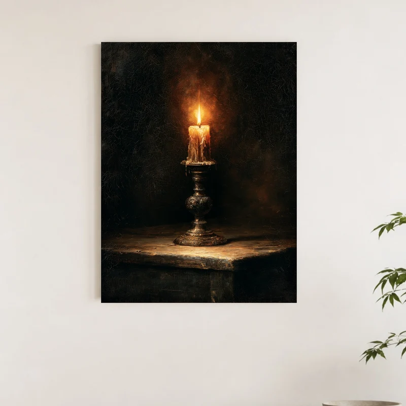 Flackernde Kerze im Dunkel Poster