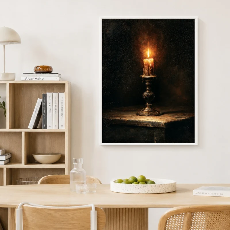 Flackernde Kerze im Dunkel Poster