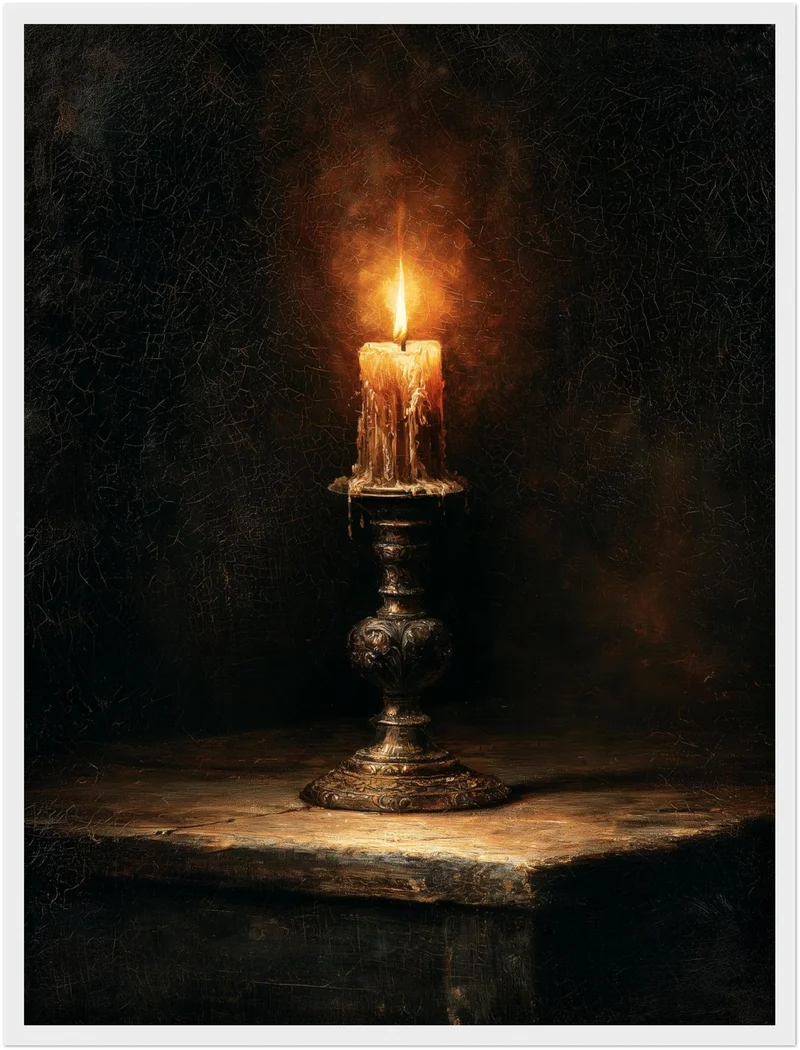 Flackernde Kerze im Dunkel Poster