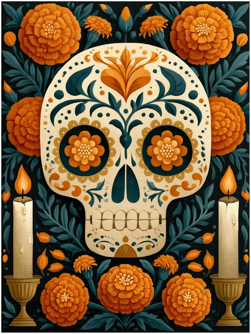 Día de los Muertos Totenschädel Poster