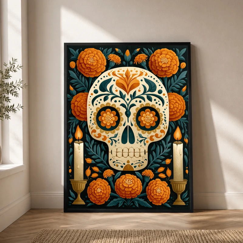 Día de los Muertos Totenschädel Poster