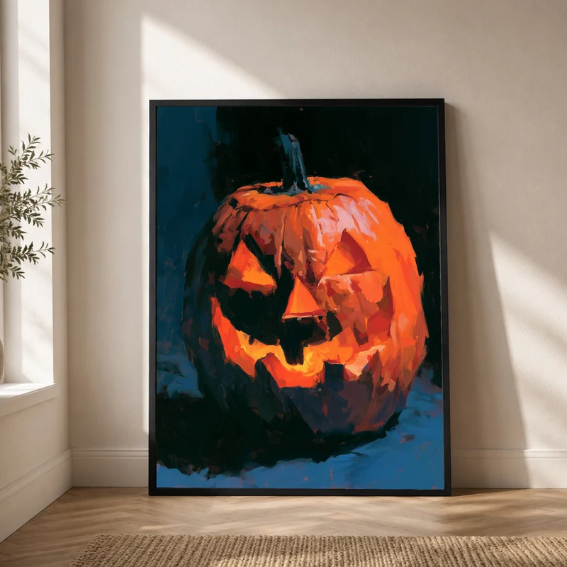 Glühende Kürbislaterne Halloween Poster