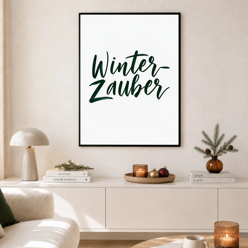 Winterzauber Schriftzug dunkelgrün Poster
