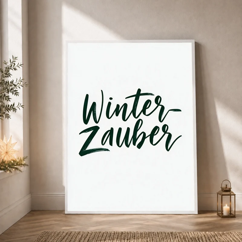 Winterzauber Schriftzug dunkelgrün Poster