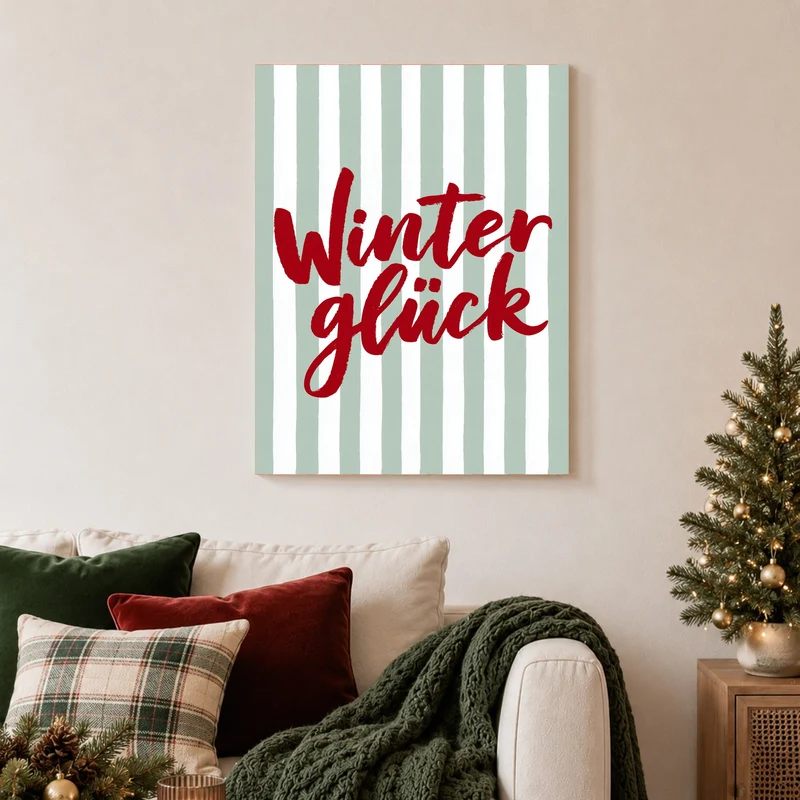 Winterglück im Streifenlook Leinwand