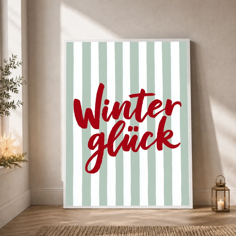Winterglück im Streifenlook Poster