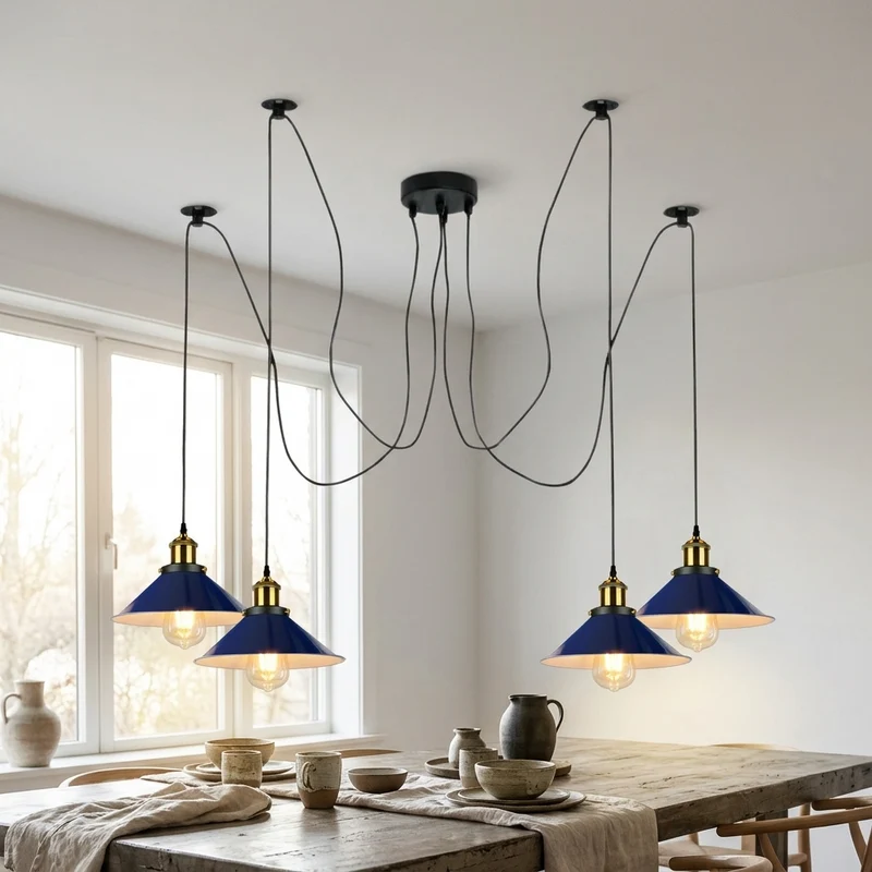 Mehrkopf Industrial Pendelleuchte | 1-9 flammig Spinnen Hängelampe blau~4047