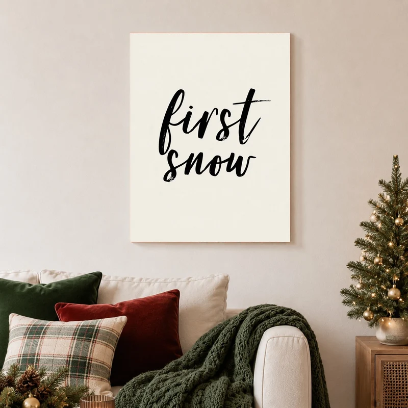 Erster Schnee Schriftzug Leinwand