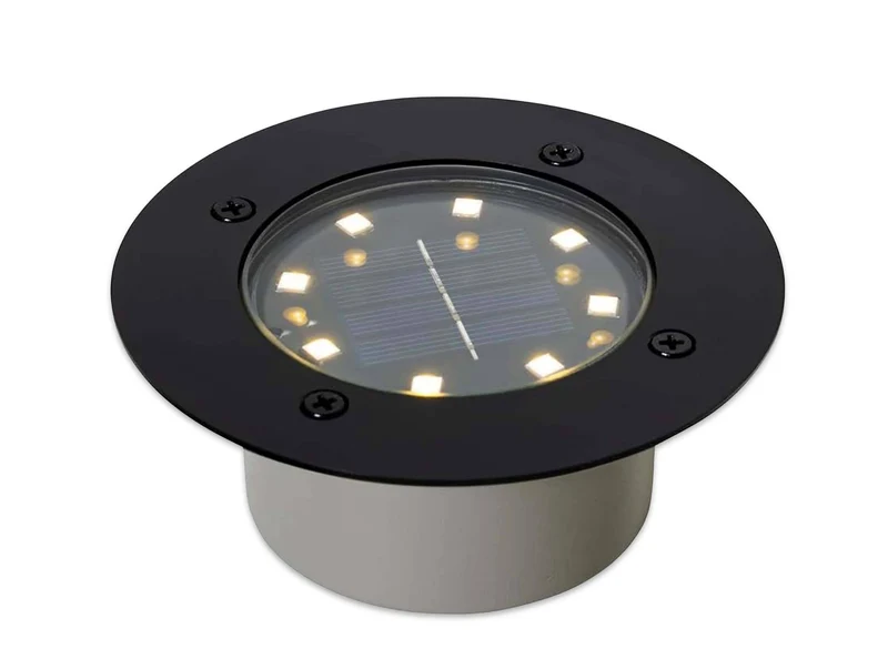 3er Set Solar LED Bodeneinbaustrahler IP65 für außen in Schwarz Ø12cm