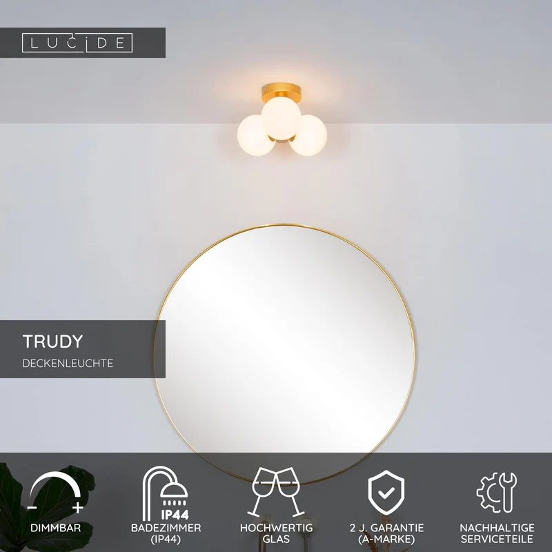 Deckenleuchte Trudy 3-flammig Glas IP44