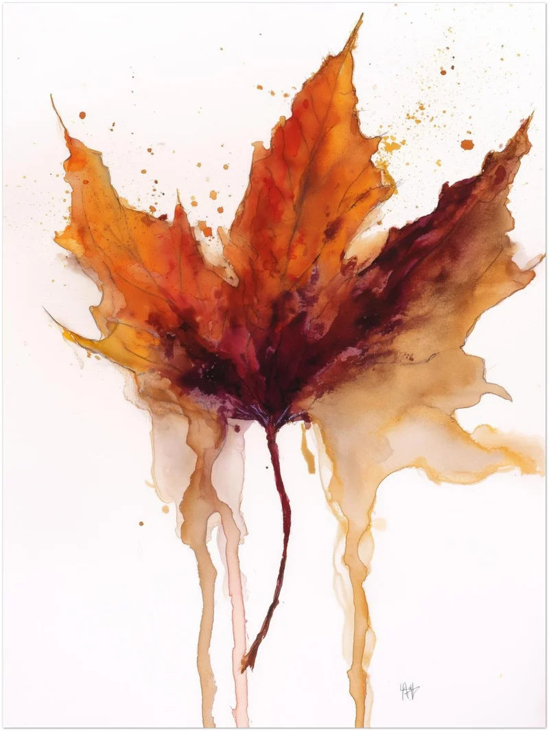 Herbstblatt im Wasserfall Poster