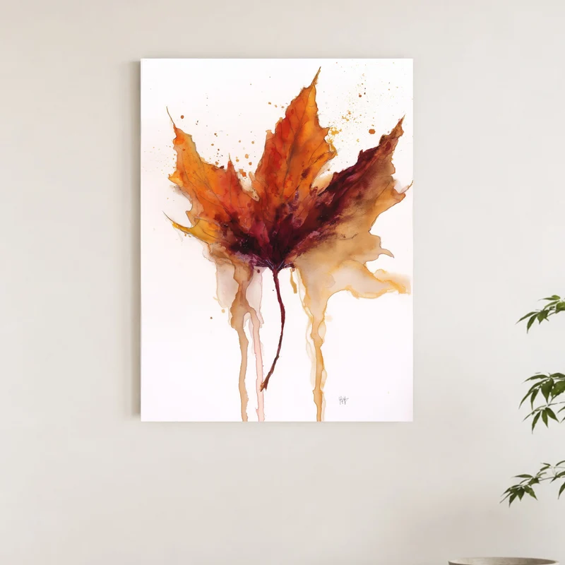 Herbstblatt im Wasserfall Poster