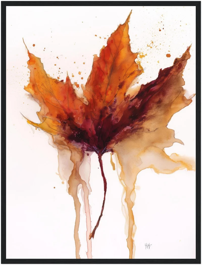 Herbstblatt im Wasserfall Poster