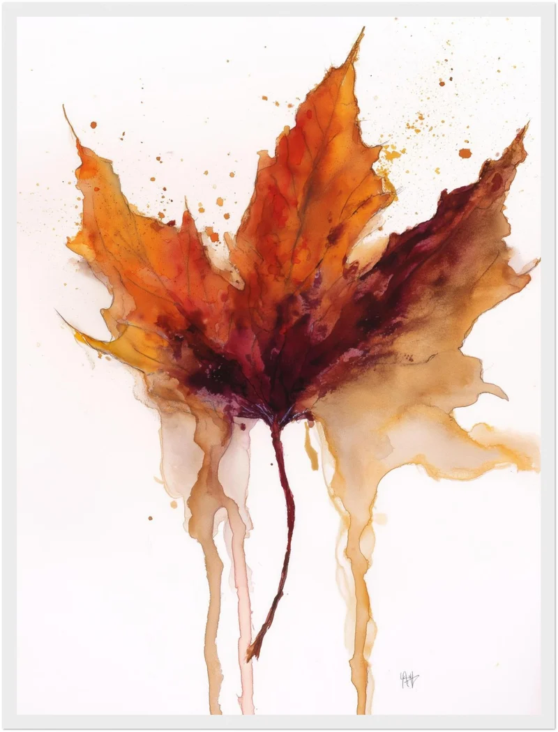 Herbstblatt im Wasserfall Poster