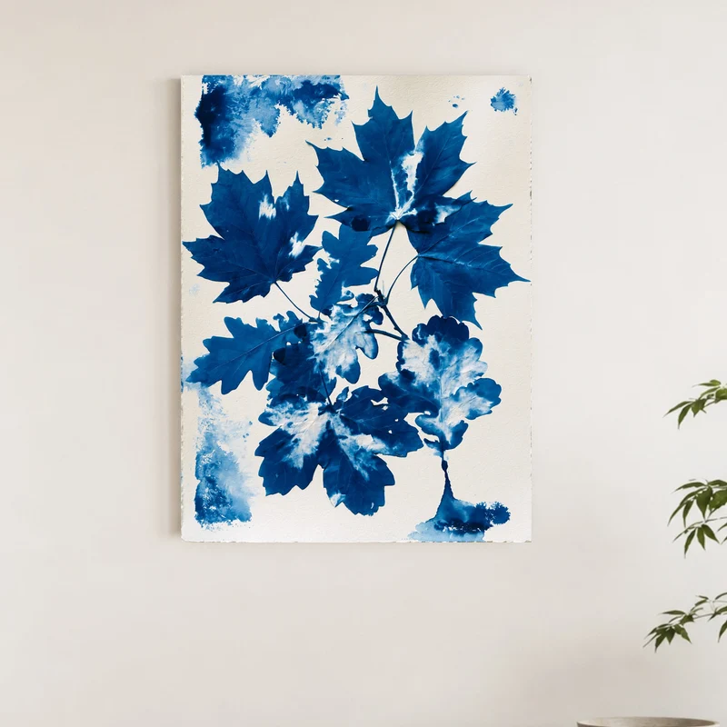 Blaue Blätter Cyanotypie Poster