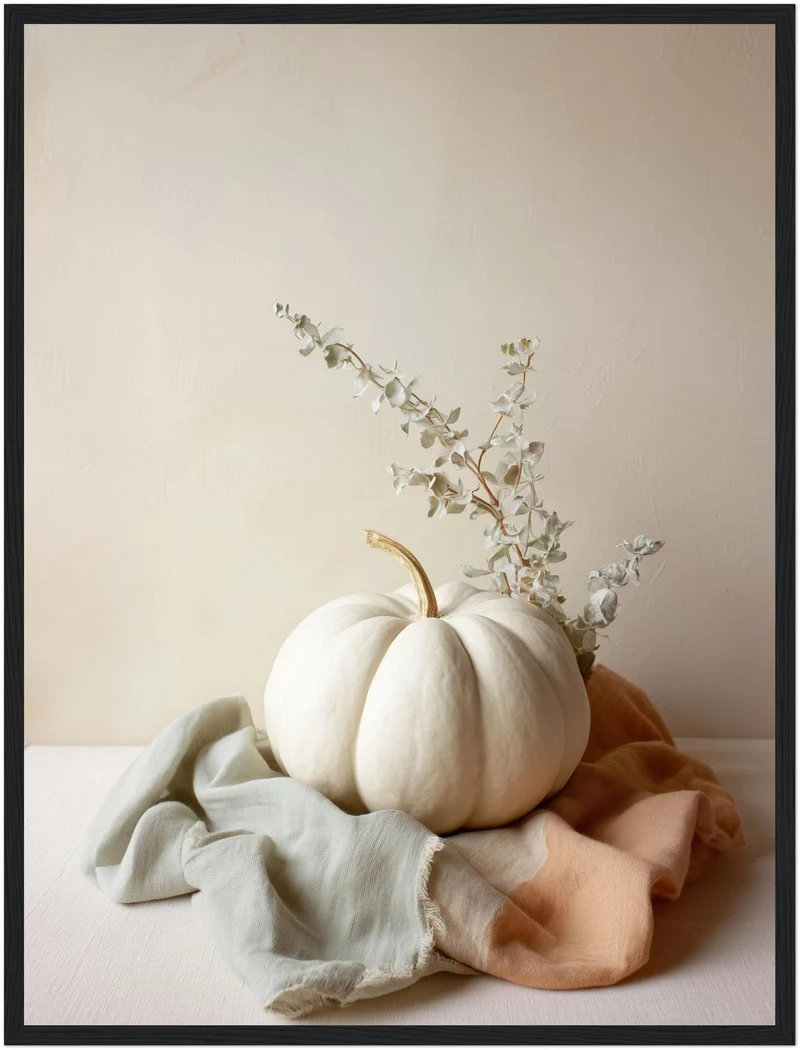 Weißer Kürbis im Herbst Poster