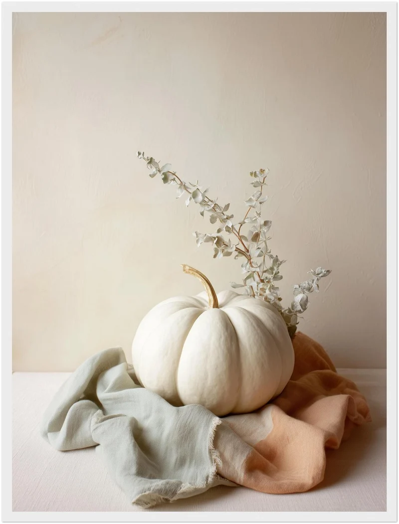 Weißer Kürbis im Herbst Poster