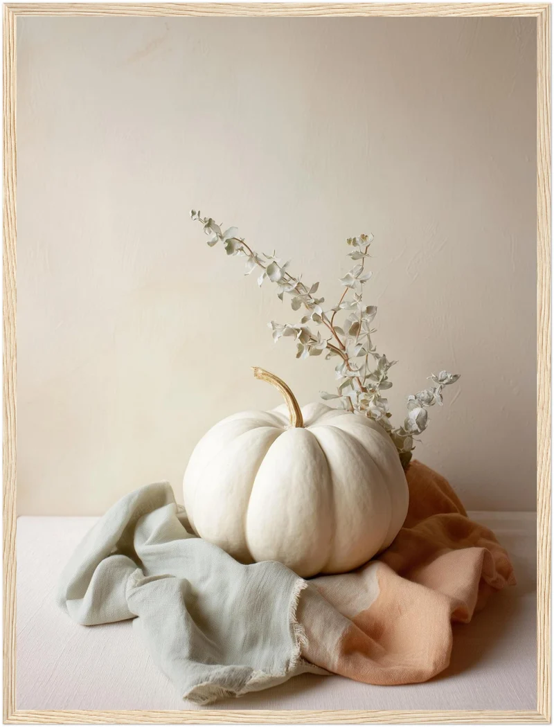 Weißer Kürbis im Herbst Poster