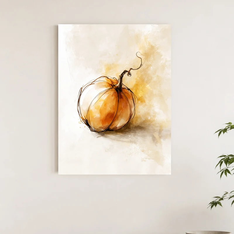 Einzelner Kürbis Herbst Leinwand