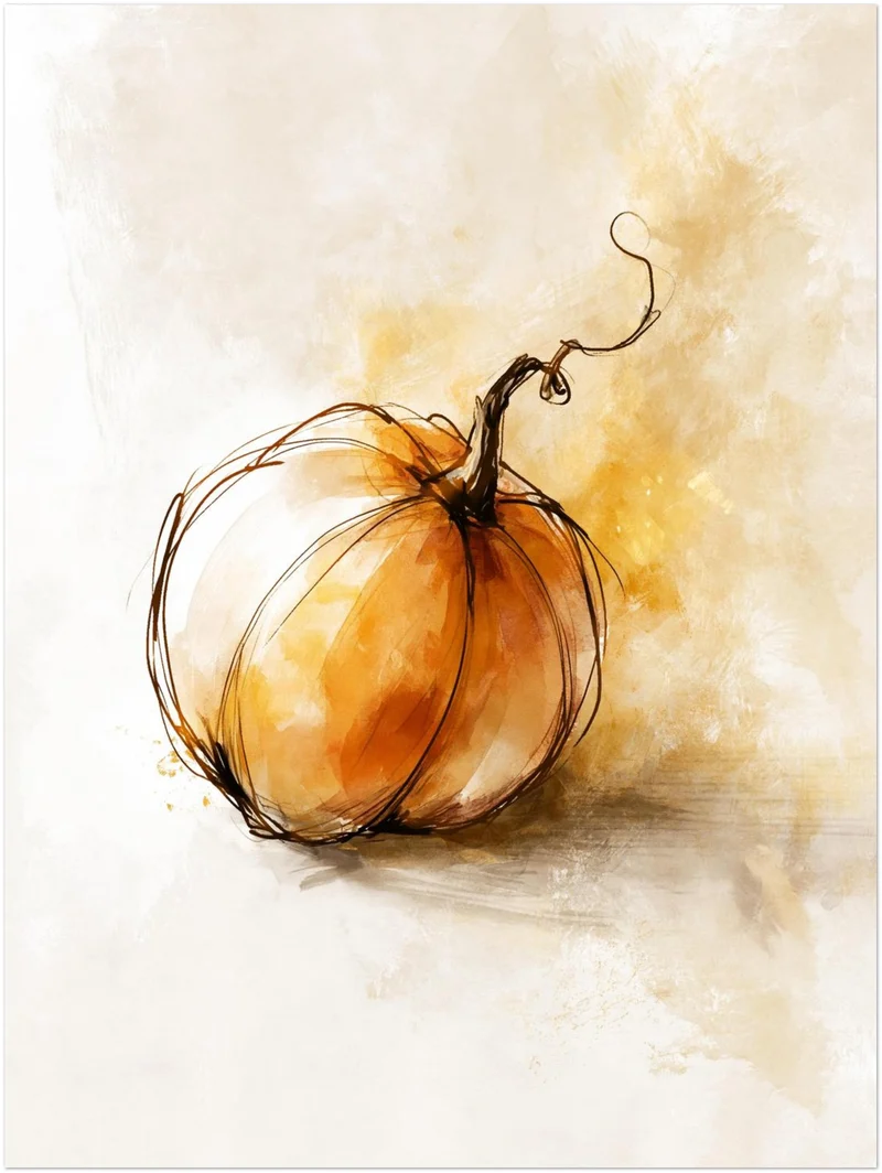 Einzelner Kürbis Herbst Poster