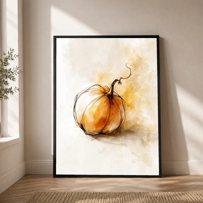 Einzelner Kürbis Herbst Poster