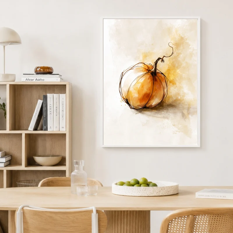 Einzelner Kürbis Herbst Poster