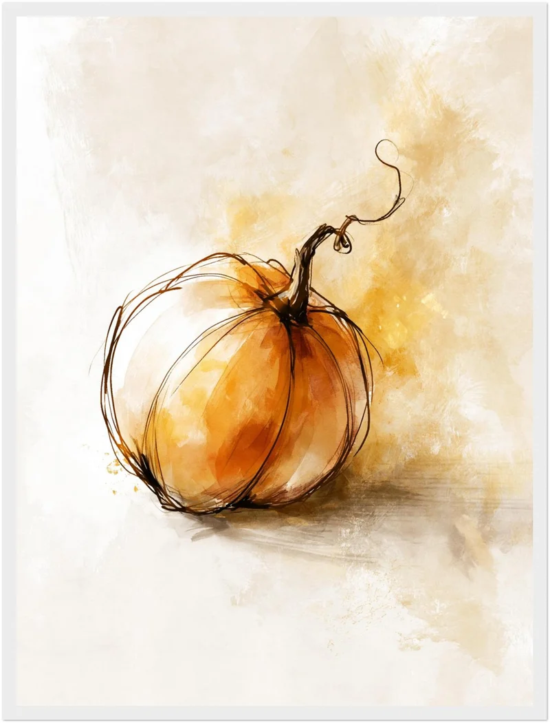 Einzelner Kürbis Herbst Poster