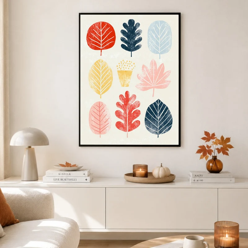 Bunte Blätter im Herbst Poster