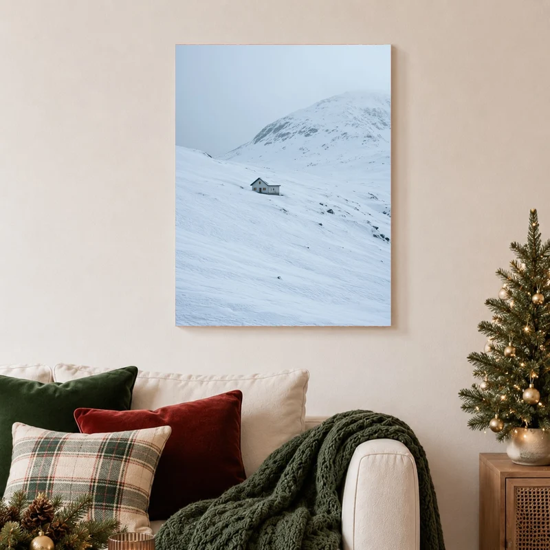 Einsame Hütte im Schnee Leinwand