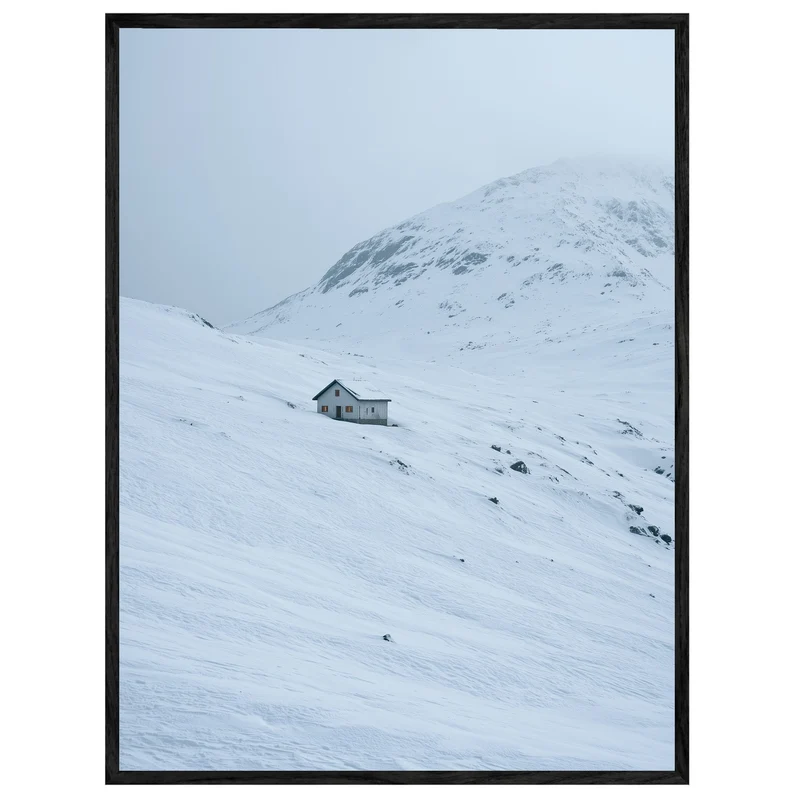 Einsame Hütte im Schnee Leinwand