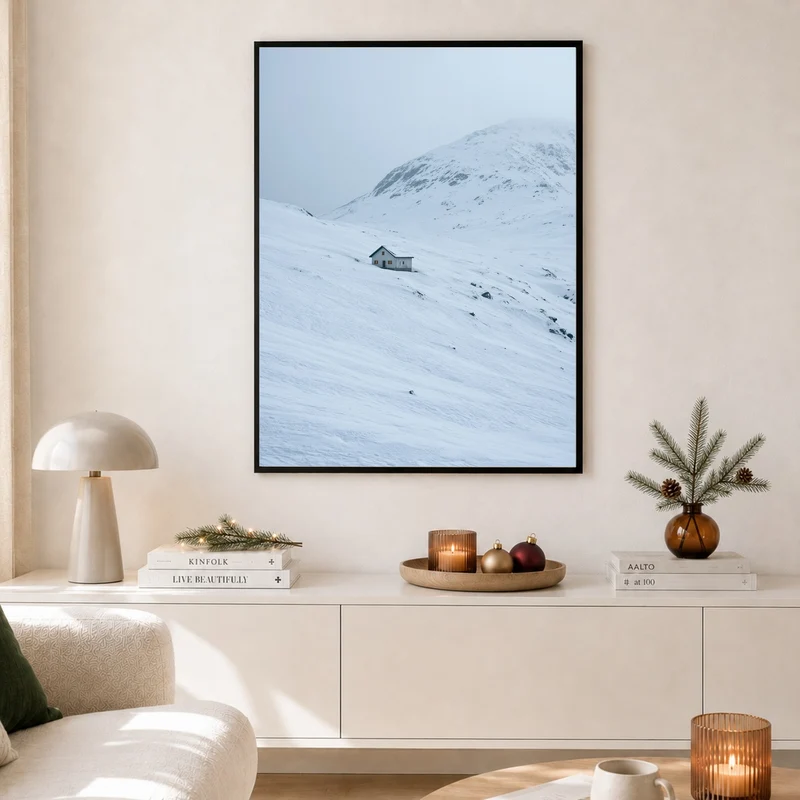 Einsame Hütte im Schnee Poster