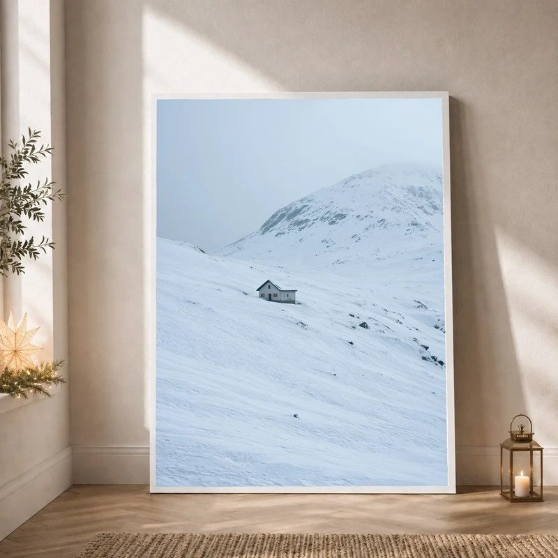 Einsame Hütte im Schnee Poster