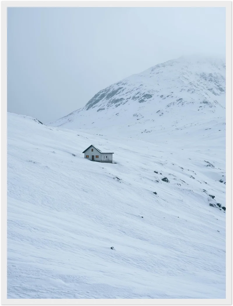 Einsame Hütte im Schnee Poster