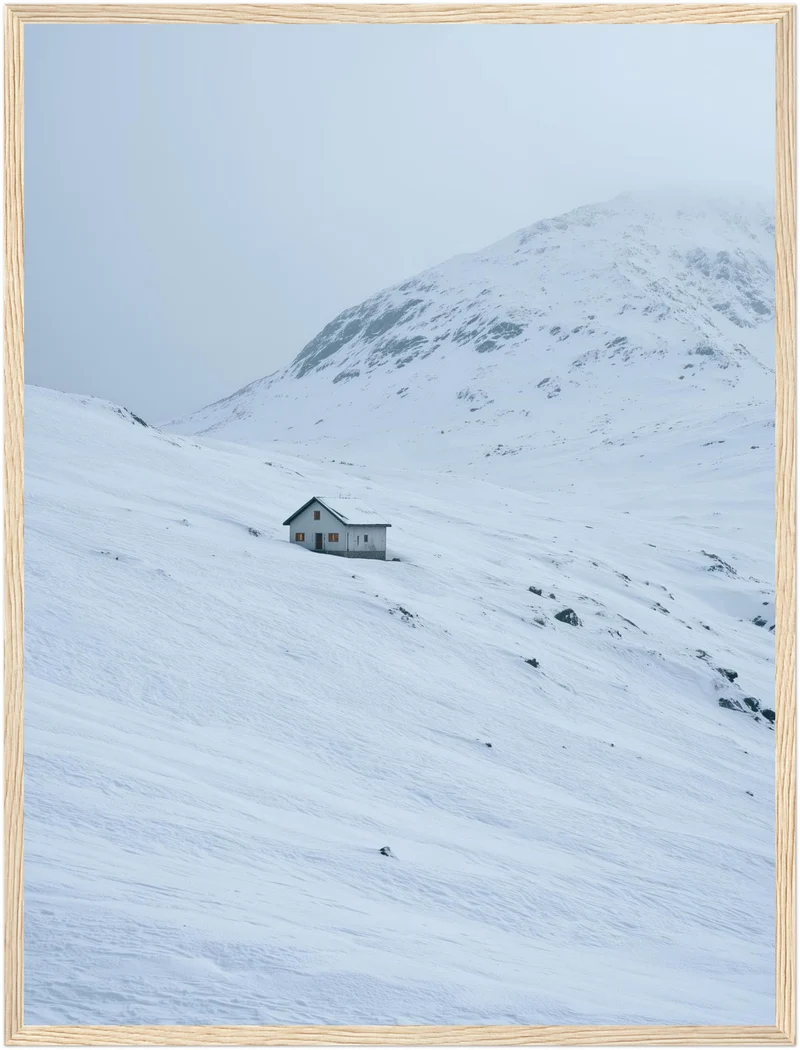Einsame Hütte im Schnee Poster