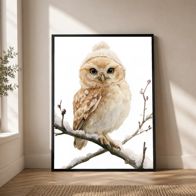 Eule im Winterschnee Poster