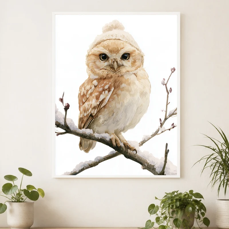 Eule im Winterschnee Poster
