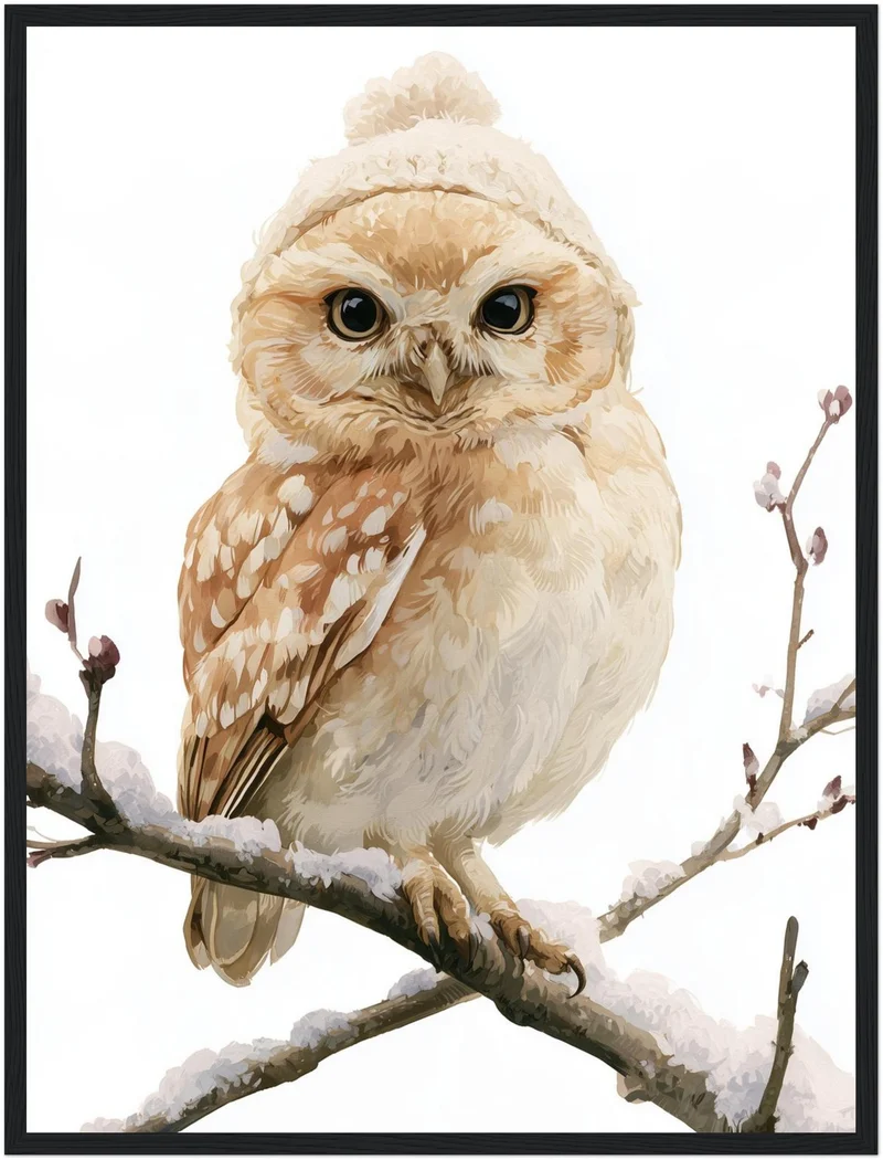Eule im Winterschnee Poster